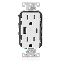 Leviton&reg; USB Type-A/Type-C Wall Outlet Charger